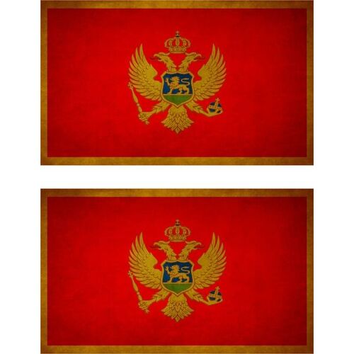 2x Autocollant Sticker Drapeau Vintage Vieilli Mne Montenegro