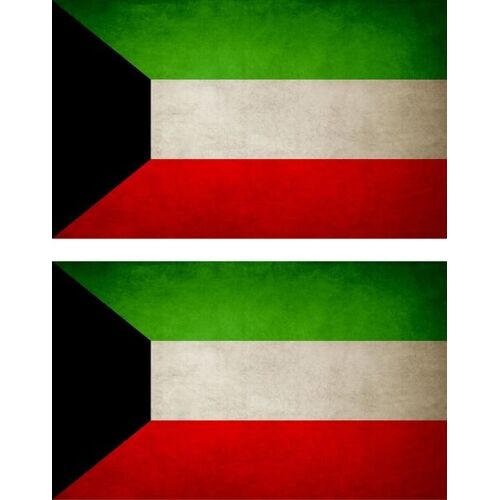 2x Autocollant Sticker Drapeau Vintage Vieilli Kwt Koweit