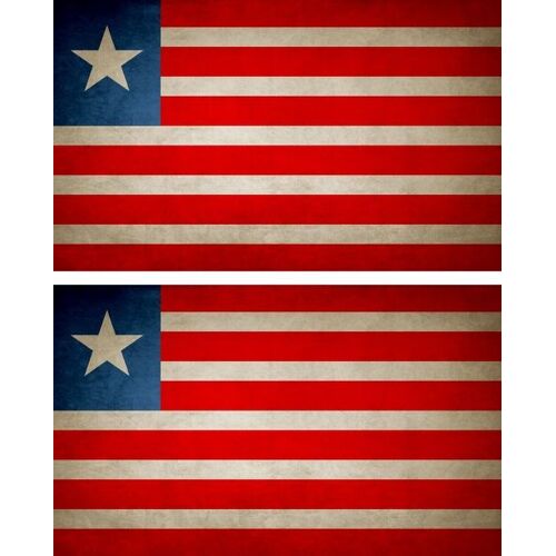 2x Autocollant Sticker Drapeau Vintage Vieilli Lb Liberia