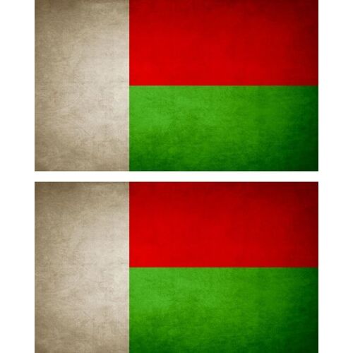 2x Autocollant Sticker Drapeau Vintage Vieilli Rm Madagascar