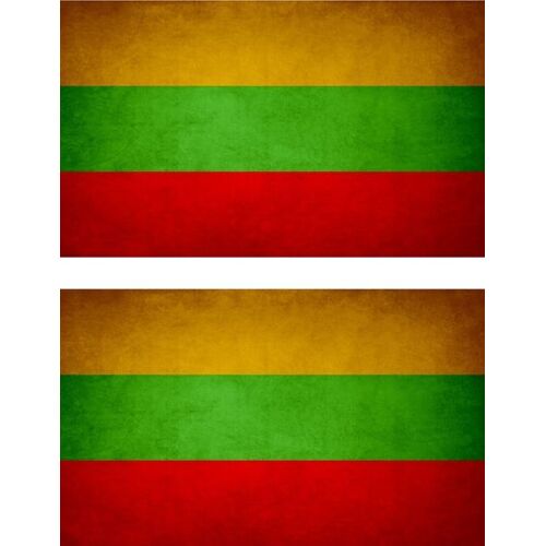 2x Autocollant Sticker Drapeau Vintage Vieilli Lt Lituanie