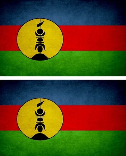2x Autocollant Sticker Drapeau Vintage Vieilli Nc Nouvelle Caledonie Kanak Kanaky