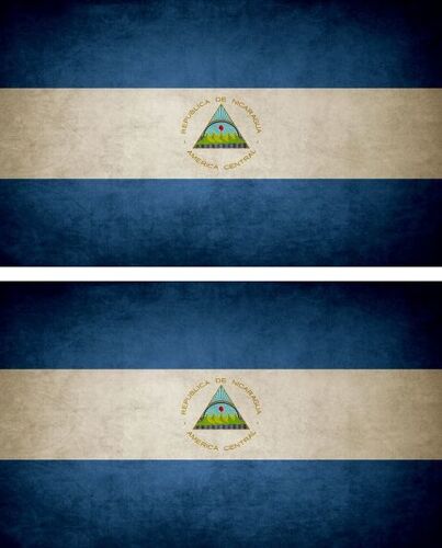 2x Autocollant Sticker Drapeau Vintage Vieilli Nic Nicaragua