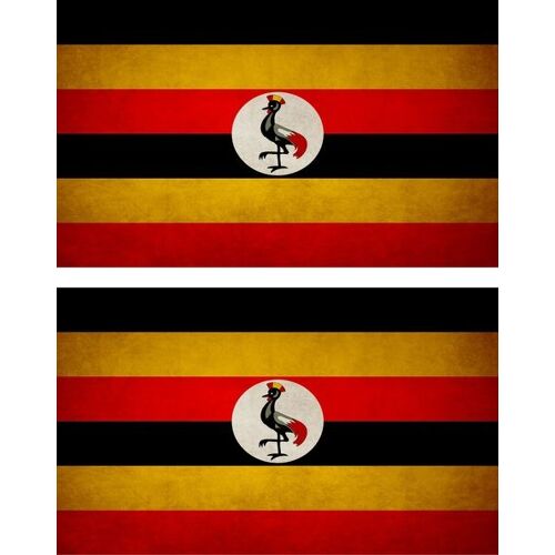 2x Autocollant Sticker Drapeau Vintage Vieilli Eau Ouganda