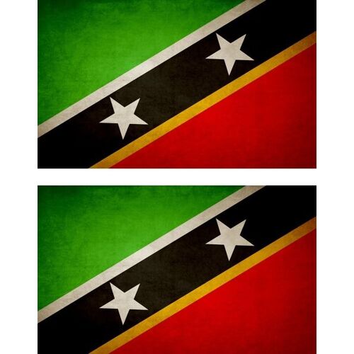 2x Autocollant Sticker Drapeau Vintage Vieilli Scn Saint St Kitts Nevis