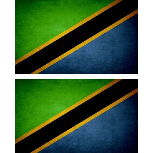 2x Autocollant Sticker Drapeau Vintage Vieilli Eat Tanzanie