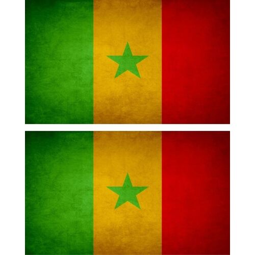 2x Autocollant Sticker Drapeau Vintage Vieilli Sn Senegal