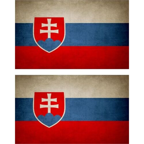 2x Autocollant Sticker Drapeau Vintage Vieilli Sk Slovaquie