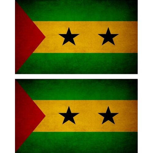 2x Autocollant Sticker Drapeau Vintage Vieilli Stp Sao Tome Principe