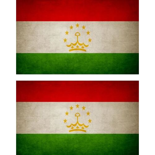 2x Autocollant Sticker Drapeau Vintage Vieilli Tj Tadjikistan