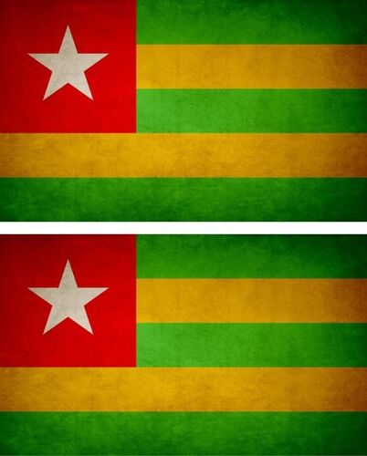 2x Autocollant Sticker Drapeau Vintage Vieilli Tg Togo
