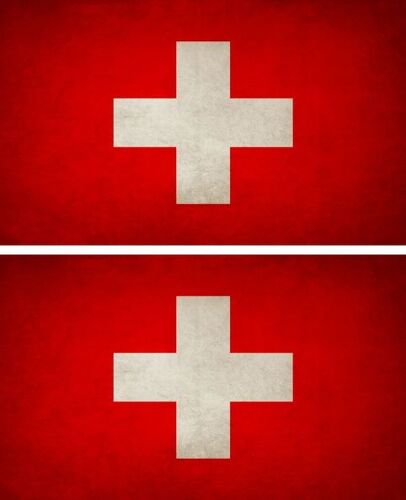 2x Autocollant Sticker Drapeau Vintage Vieilli Ch Suisse