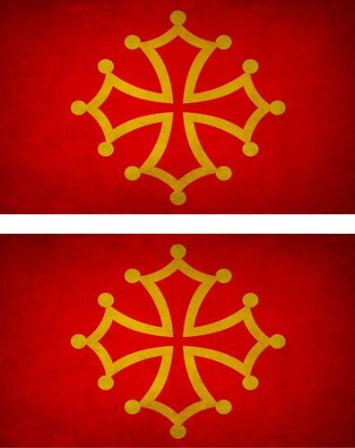 2x Autocollant Sticker Drapeau Vintage Vieilli Occita Occitanie