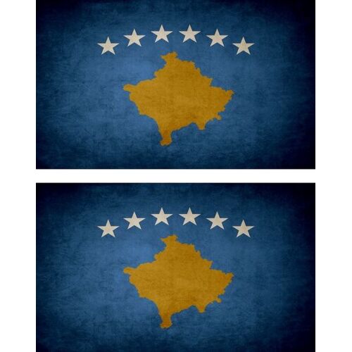 2x Autocollant Sticker Drapeau Vintage Vieilli Kosovo Rks