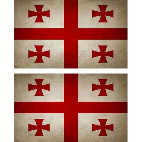 2x Autocollant Sticker Drapeau Vintage Vieilli Ge Georgie