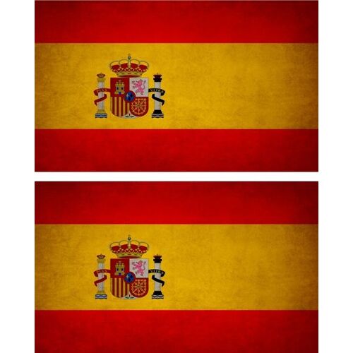 2x Autocollant Sticker Drapeau Vintage Vieilli E Espagne