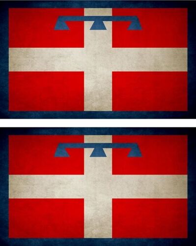 2x Autocollant Sticker Drapeau Vintage Vieilli Italie Piemont