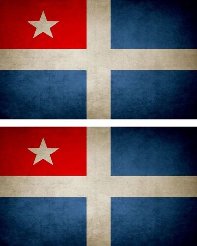 2x Autocollant Sticker Drapeau Vintage Vieilli Crete Grece