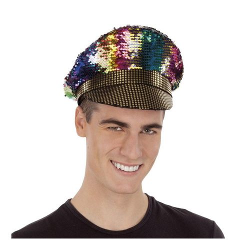 Casquette De Police Arc-En-Ciel Avec Paillettes