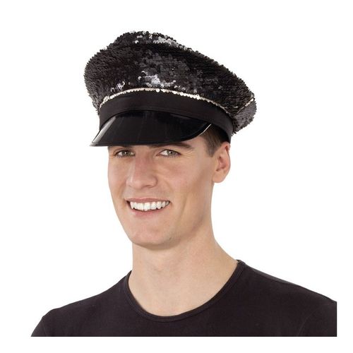 Casquette De Police Noir Avec Paillettes