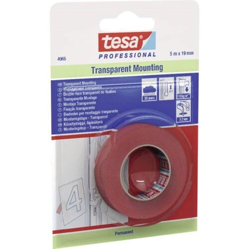 Ruban de montage tesafix® 4965 tesa 04965-00007-00 transparent (L x l) 5 m x 19 mm acrylate 1 rouleau(x)