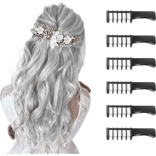 Kalanka-6 Pièces Peigne À Craie Pour Cheveux,Cheveux Craie Peignes De Craie Temporaire Dye Couleur De Brosse Pour Filles Enfants Cadeau D'anniversaire, Fête, Cosplay¿Blanc¿ 