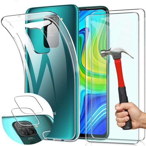 Coque Pour Redmi Note 9 Silicone Transparent + 2 Verres Trempés Et 2 Protections Objectif Arrière - E.F.Connection