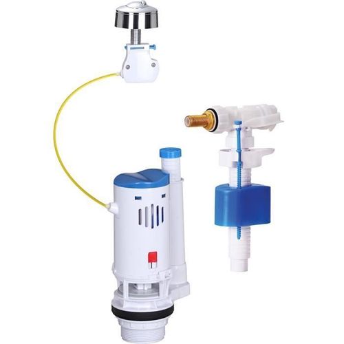 Rousseau Kit de Chasse d`eau avec mécanisme à bouton poussoir/robinet flotteur 3/6 L Blanc - 4210977