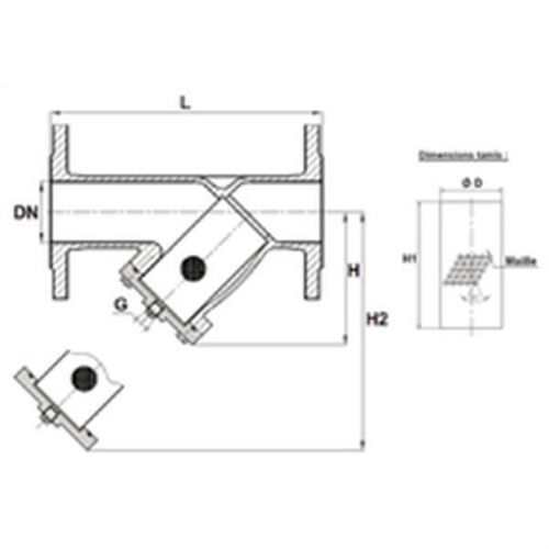 Sferaco Filtre en Y à tamis. cps fte PN16. tamis inox. brides DN65