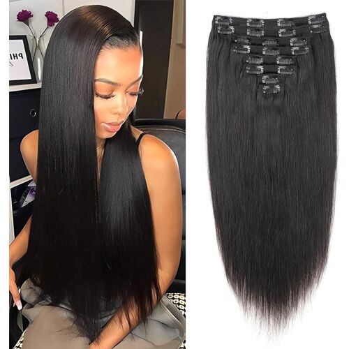 Straight Extension A Clip Cheveux Naturel Human Hair Clips Extension A Clip Cheveux Naturel 120g-8pc Invisibles À Clip Human Hair Clips Ins Perruques Pour Clip Extension Remy Cheveux 10 