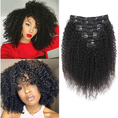 Kinky-Curly Human Hair Clips Extension A Clip Cheveux Naturel 120g-8pcs Invisibles À Clip Human Hair Clips Ins Perruques Pour Femmes Noires Clip Extension Brazilian Virgin Cheveux 12 