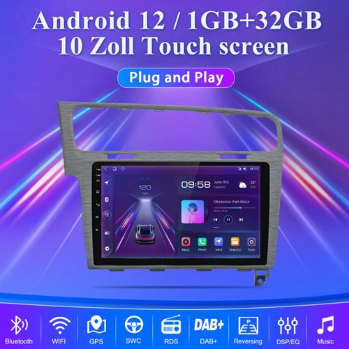 10" Dab Wifi 1+32g Autoradio Pour Golf Vii 2013-2017 Gps Navi Bluetooth Android 12 2din Swc 4kern