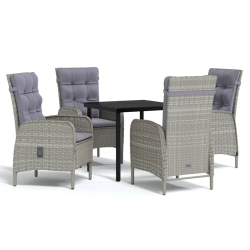 Vidaxl Mobilier À Dîner D'extérieur Avec Coussins 5 Pcs Gris Et Noir