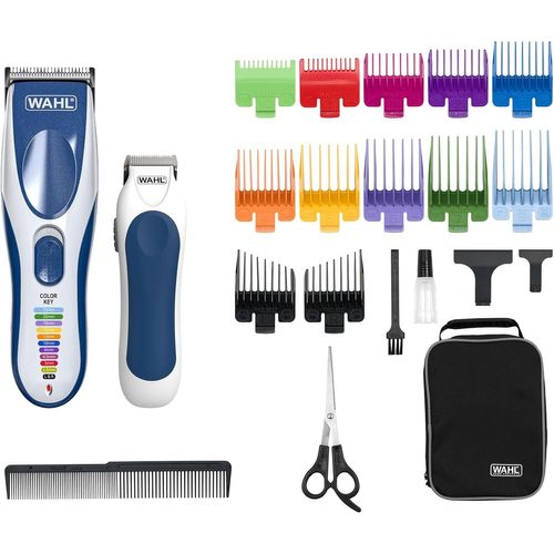 Asfasfq-Wahl Color Pro Cordless Tondeuse Cheveux Idéale Pour Débuter, Avec/Sans Fil, ;8 Sabots Codes Couleur, Tondeuse Finition Incluse