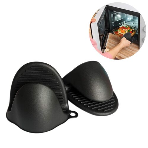 Lot De 2 Maniques En Silicone Pour Four Noir