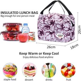 Sac Isotherme à Repas Portable Lunch Bag à Déjeuner Waterproof avec Feuille d'Aluminium Isolée Sac à Main Pliable pour Femme, Enfant à l’École et au Bureau