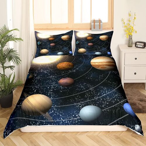 Sjzg-Parure De Lit De La Série Galaxy, Univers, Ciel Étoilé, Couverture De Lit, Panneaux, Planète, Espace Décoratif, Housse De Couette, Pour Adultes, Femmes, Garçons, Adolescents, Couvre-Lit, 200 X 2