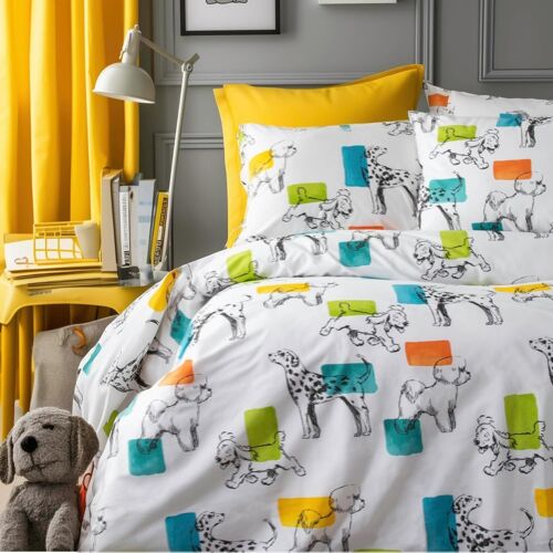 Sjzg-Parure De Lit Simple En Coton Avec Housse De Couette Pour Chambre D'enfant Motif Chiot Mignon