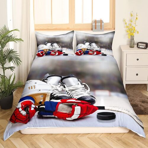 Sjzg-Parure De Lit De Hockey Sur Glace Avec Housse De Couette Pour Garçons, Adolescents, Filles, Jeu De Sport, Housse De Couette Pour Adolescents, Enfants, En Microfibre Douce, Décorative, 135x200 Cm