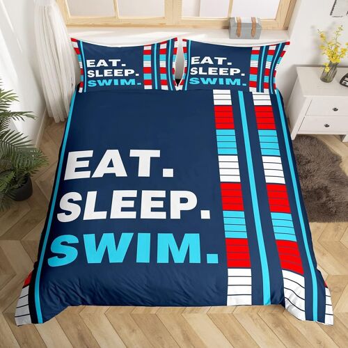 Sjzg-Enfants Natation Housse De Couette 220x240cm Sports Nautiques Parure De Lit Garçon Fille Adolescent Natation Piste Ensemble De Literie Natation Amant Literie Set Avec 2 Taie D'oreiller