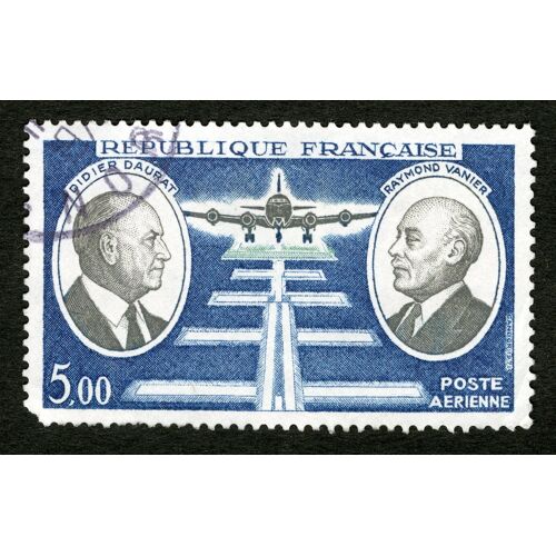 Timbre Oblitéré Didier Daurat,Raymond Vanier,Poste Aérienne,République Française,Gandon 1971,5,00