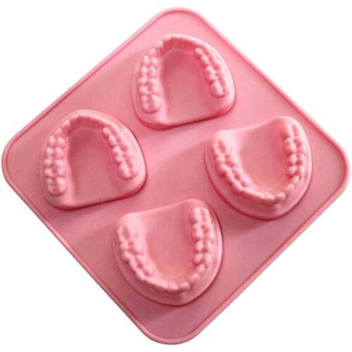 Kalanka-Moule À Glaçons En Silicone En Forme De Dents De Dentier, 4 Trous