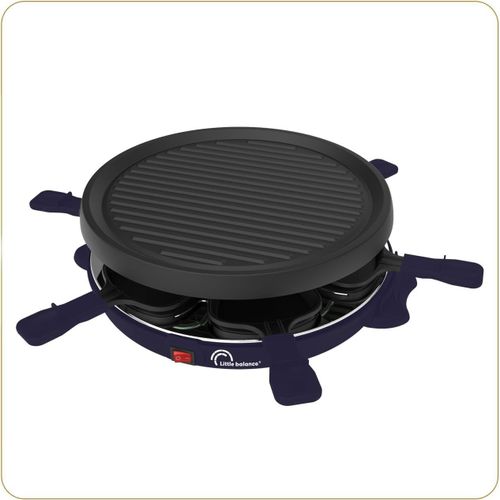 SPWB-8747 Cheese & Fun, Raclette Grill, 2 en 1, Jusqu'à 6 personnes, Sans PFAS, 800 W, Bleu nuit