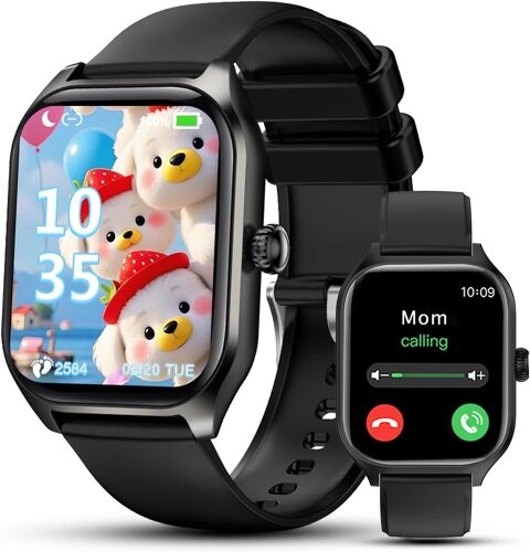 Montre Connectée Enfants avec D'appel/Réponse Podomètre Météo Réveil 120+Modes Sportifs, Cadeau pour Garçons Filles et Adolescents de 6 à 14 Ans