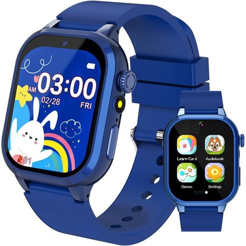 Montre Connectée Enfant 32 Jeux,Montre Intelligente Enfant Avec Hd Caméra Livres Audio&Cartes D'Étude,Suivi Des Habitudes,3Sportifs Podomètre Réveil Mode Scolaire,Cadeaux D'Anniversaire(Bleu-32Jeux)