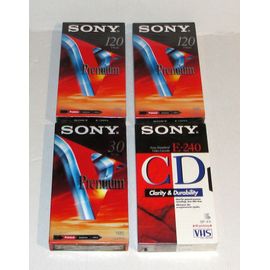 cassettes vhs vierges sony - lot 4 k7 magnétoscope