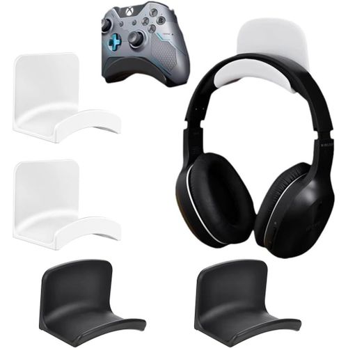 Cfux-Support Casque Moto 4 Pièces En Plastique (7.1x5.5x3.5cm) Avec Adhésif Fort Pour Écouteurs Gaming, Câbles Et Manettes - Bureau/Mural/Table