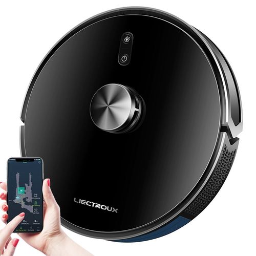 Liectroux X6 Aspirateur robot, aspiration 6 500 Pa, navigation laser LDS, réservoir d'eau 235 ml, poubelle 400 ml, 5 cartes enregistrées, batterie 2 600 mAh, application/commande vocale