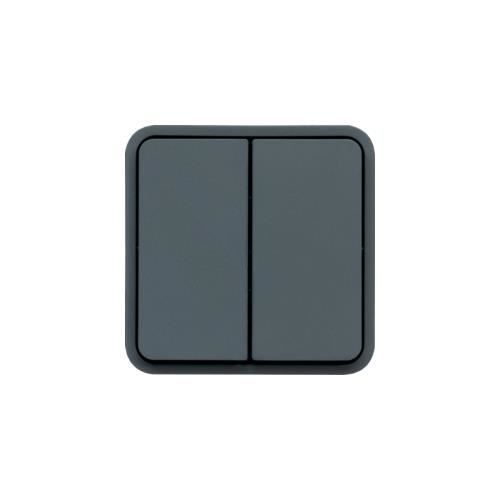 bouton poussoir double no-nf 10a hager cubyko composable gris