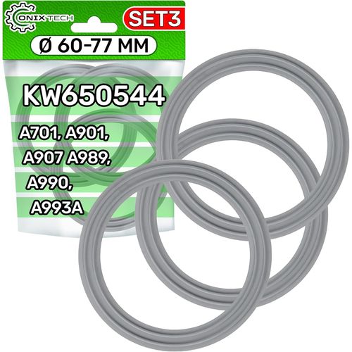 3 x Inner Blender Gasket Diameter 60 mm Outer Diameter 77 mm with Code KW650544 for Kenwood